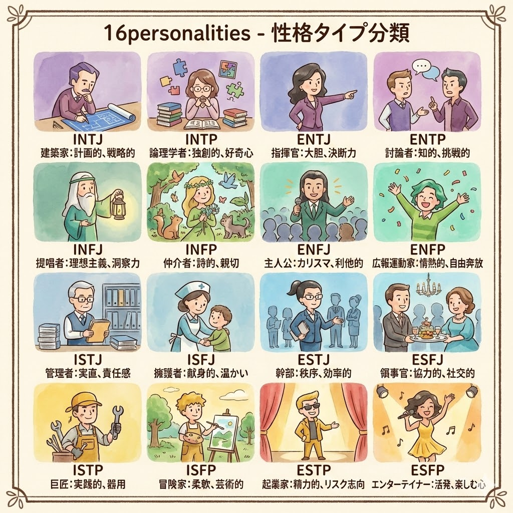 MBTI 16Pesonalities 性格タイプ分類